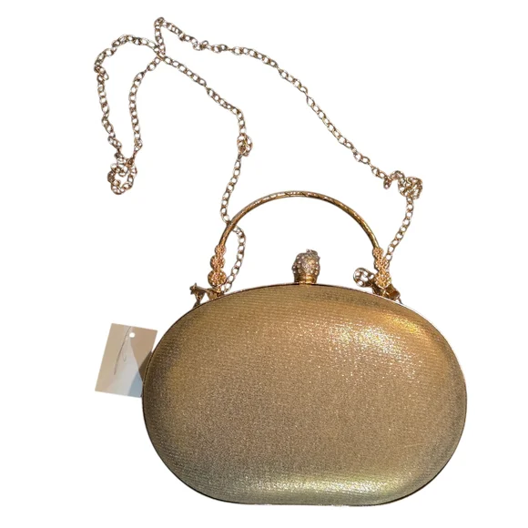 NEW Gold and Silver Embellished Evening Bag Clutch Crossbody - Picture 4 of 5